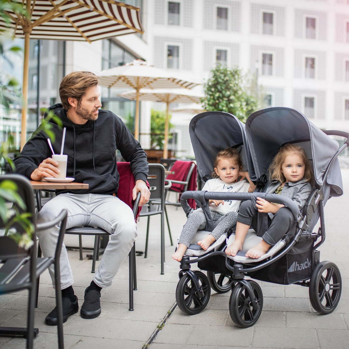 hauck Roadster Duo SLX Geschwisterwagen Grau/Silber